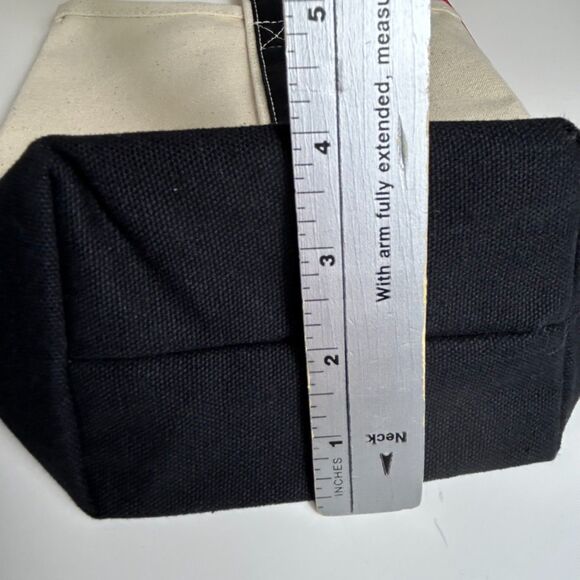 ShoreBags Ivory Black Canvas Double Bottle Wine Boat Style Tote Bag - Picture 10 of 15